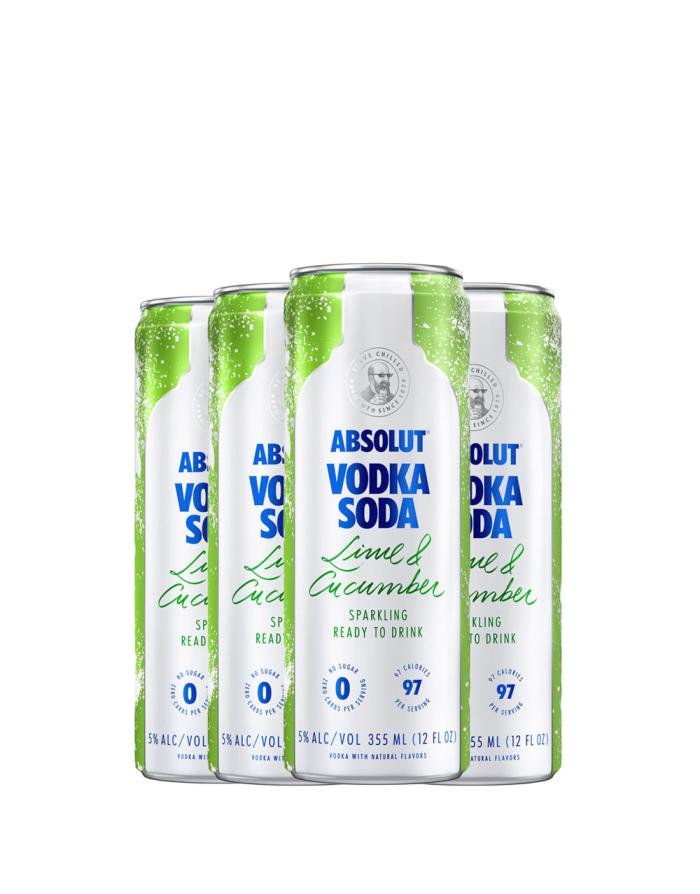 Absolut Lime and Cucumber Sparkling Vodka Soda (4 Pack) 355 ML