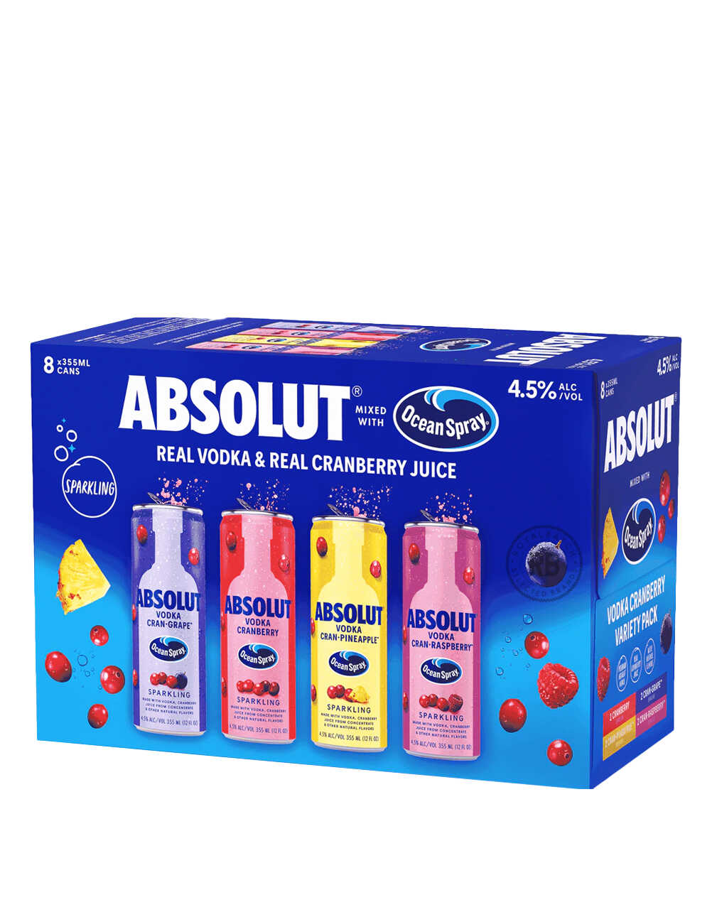 Absolut Vodka X Ocean Spray Cranberry Variety Pack (8 Pack) x 355ml