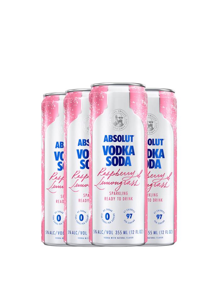 Absolut Vodka Soda Raspberry & Lemongrass (4 Pack) 355ml