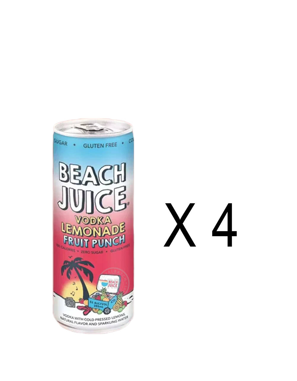 Beach Juice Lemonade Fruit Punch Vodka Cocktail (4 Pack) x 355ml