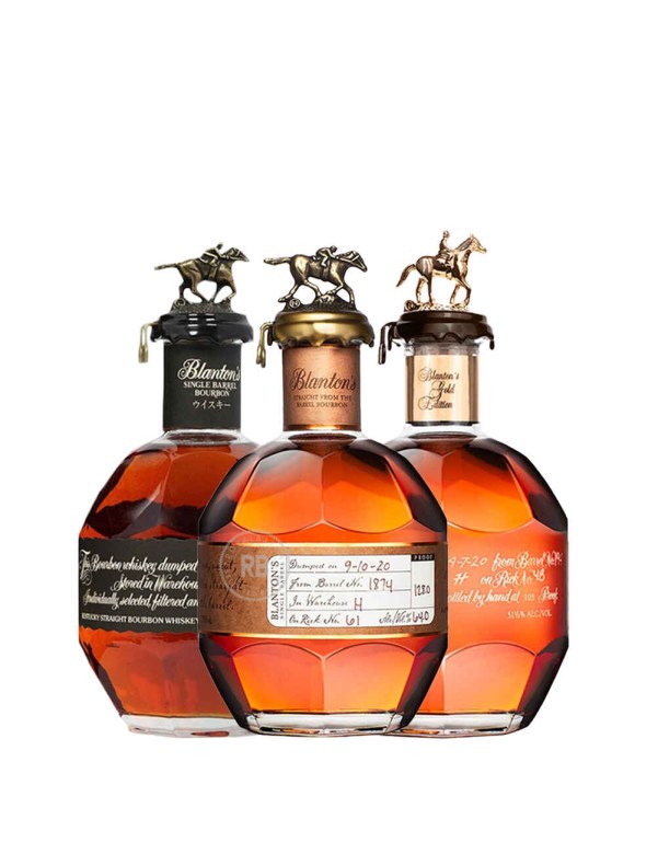 Blanton's Black + Straight From The Barrel + Gold Bourbon (3 Pack) Bundle #011