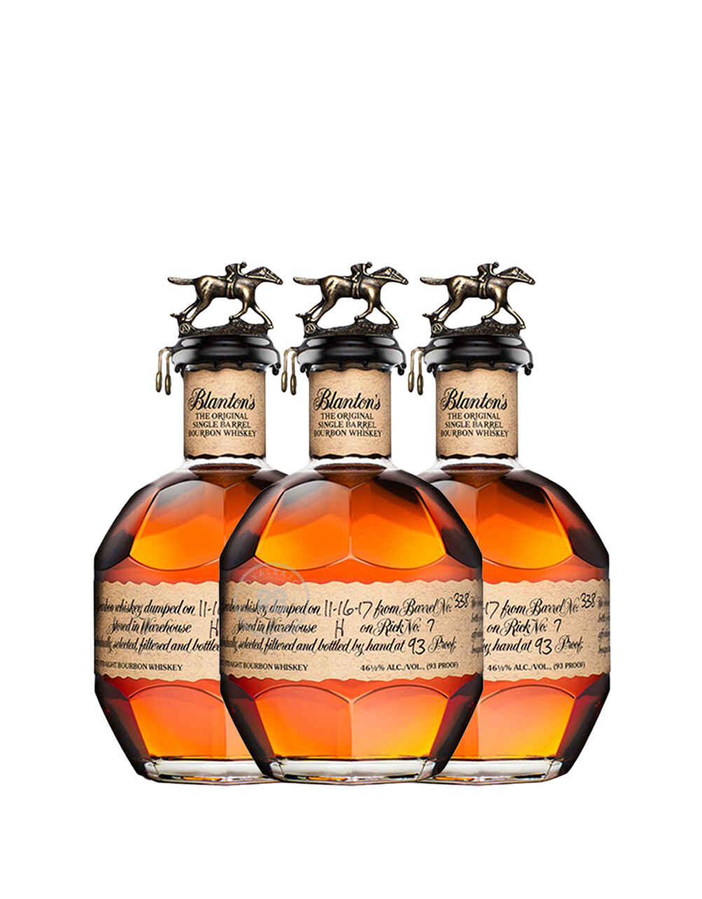 Blanton's Original Single Barrel Bourbon Whiskey (3 Pack) Bundle #007