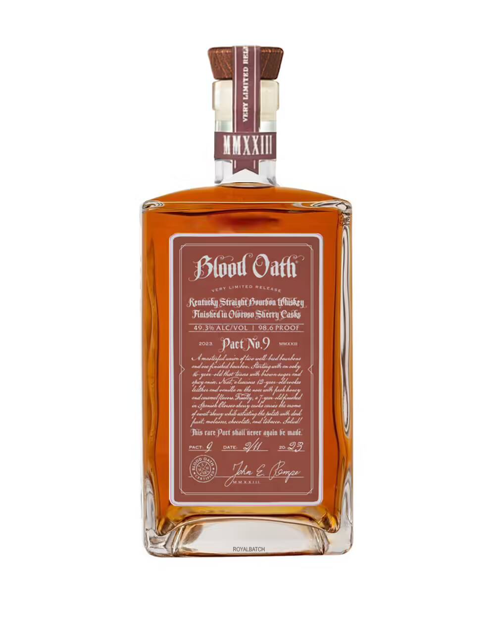 Blood Oath Pact No 9 Finished in 0loroso Sherry Cask 2023 Bourbon Whiskey