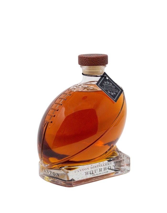 Canton Distillery Brand Bourbon in a Football Decanter
