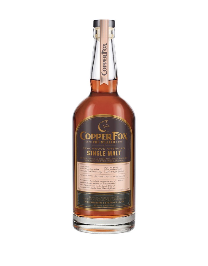Copper Fox Pot Stilled Peachwood Single Malt Whiskey
