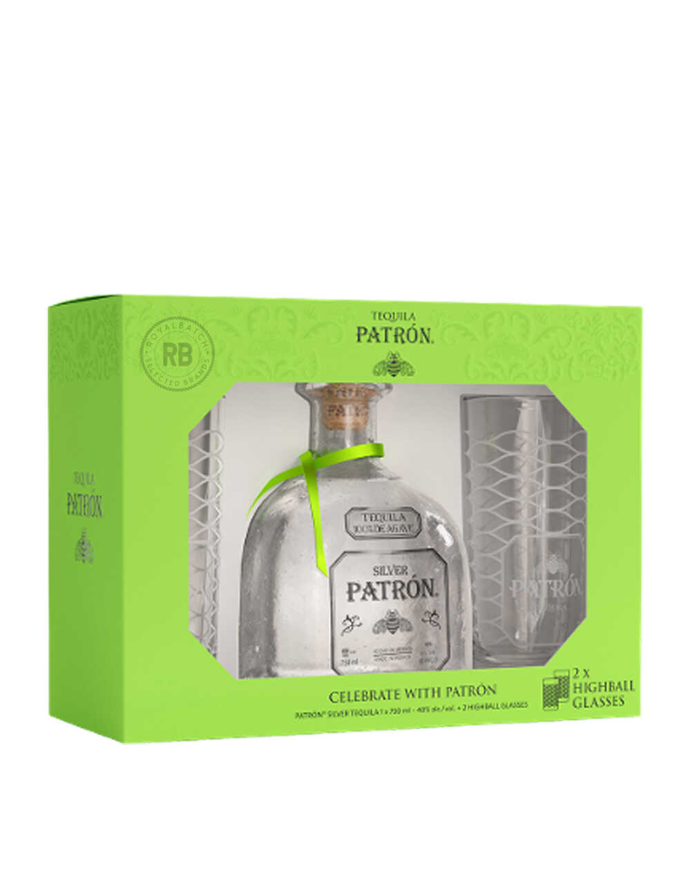 Patron Silver Tequila Highball Glass Gift Set