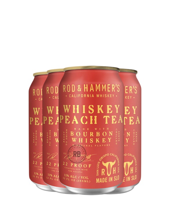 Rod and Hammer's Peach Tea Bourbon Whiskey (4 Pack) x 355ml