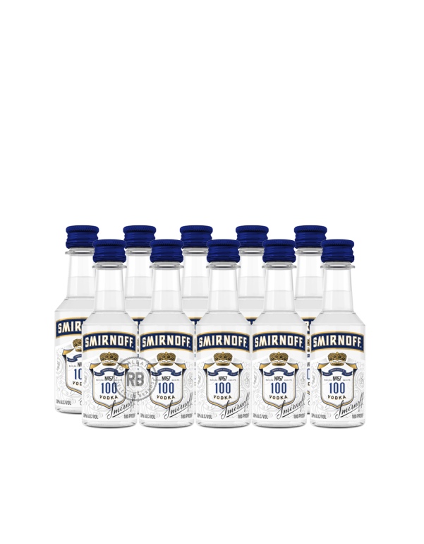 Smirnoff 100 Proof Vodka Infused With Natural Flavors (10 Pack) x 50ml