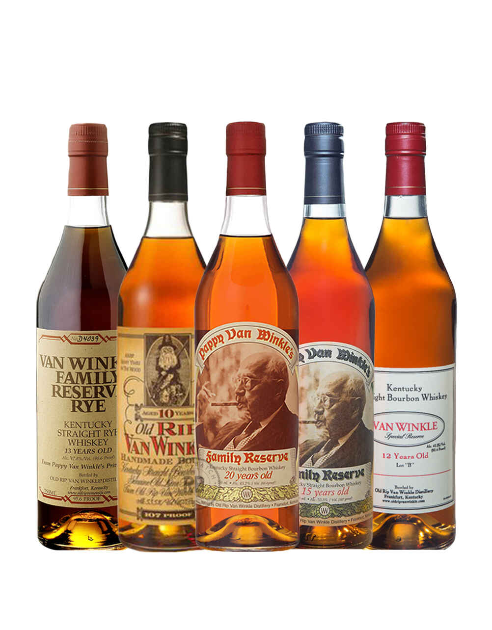 Van Winkle 10 + 12 + 15 + 20 + 23 Year Old Bourbon Whiskey (5 Pack) Bundle #051