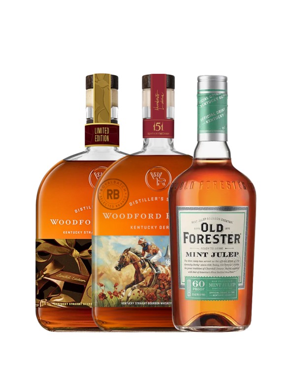 Woodford Reserve Derby 151 Edition + Holiday Edition 2024 + Old Forester Mint Julep (3 Pack) Bundle #124