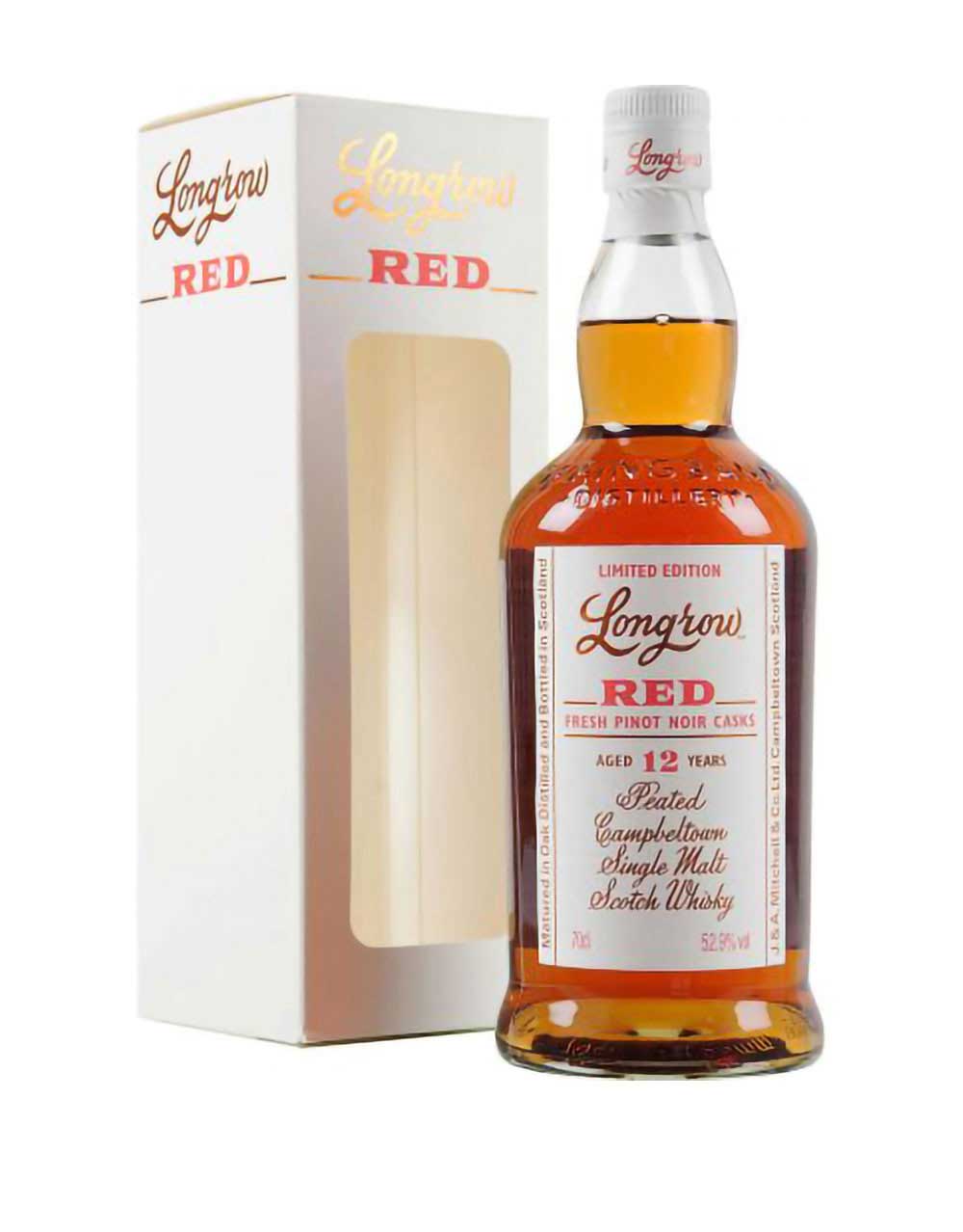 Longrow Pinot Noir Casks Finished 12 Year Old Peated Single Malt Scotch Whisky: