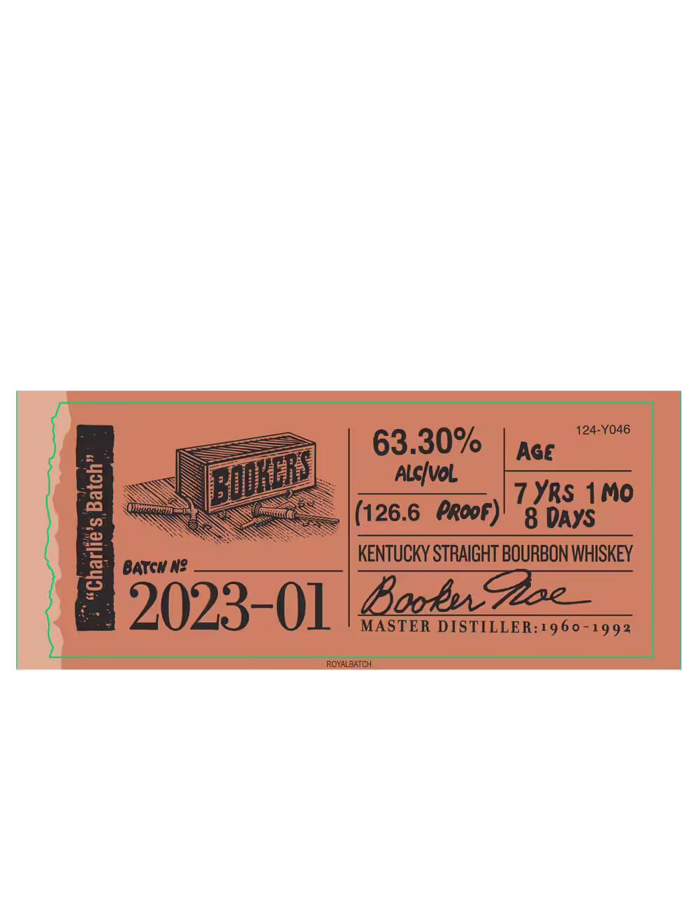 Bookers Charlies Batch 202301 Straight Bourbon Whiskey Royal Batch